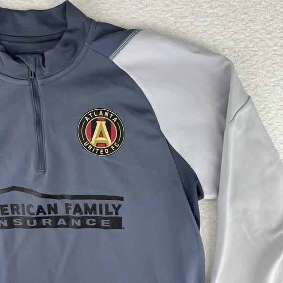 Adidas Atlanta United 1/4 Zip Warm Up Sweater Mens XL Slim Aeroready - Picture 2 of 10
